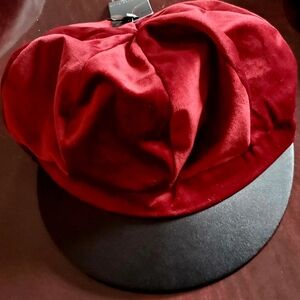 Rampage Women Red Velvet Visor Barret with Black Brim